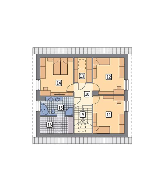 Rzut poddasza lustro POW. 74,9 m²
