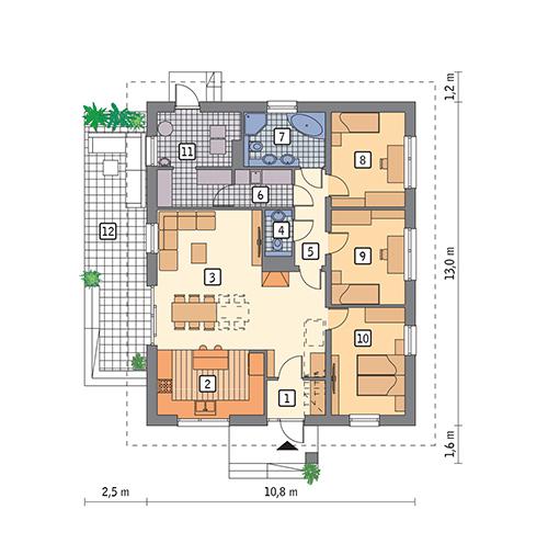 Rzut parteru POW. 111,2 m²
