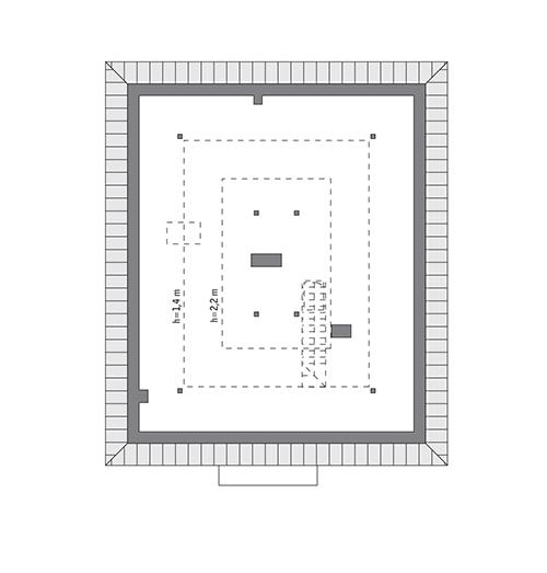 Rzut poddasza: do indywidualnej adaptacji (41,3 m2 powierzchni użytkowej)