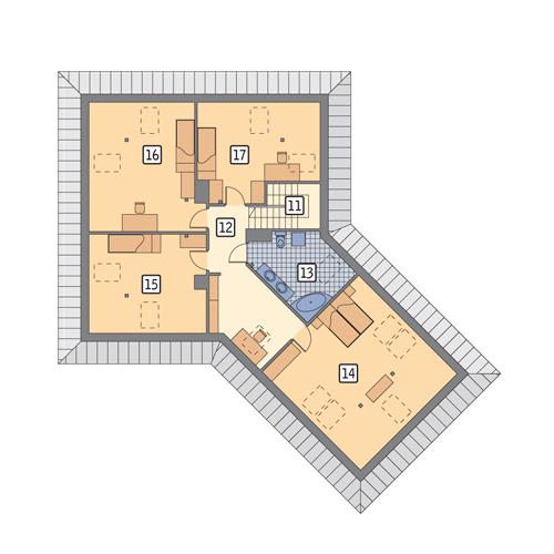 Rzut poddasza POW. 140,8 m²