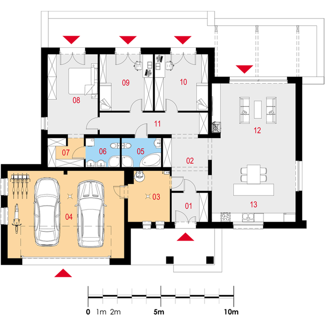 Rzut parteru POW. 198,4 m²