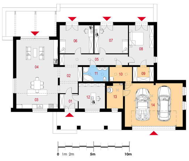 Rzut parteru lustro POW. 222,8 m²