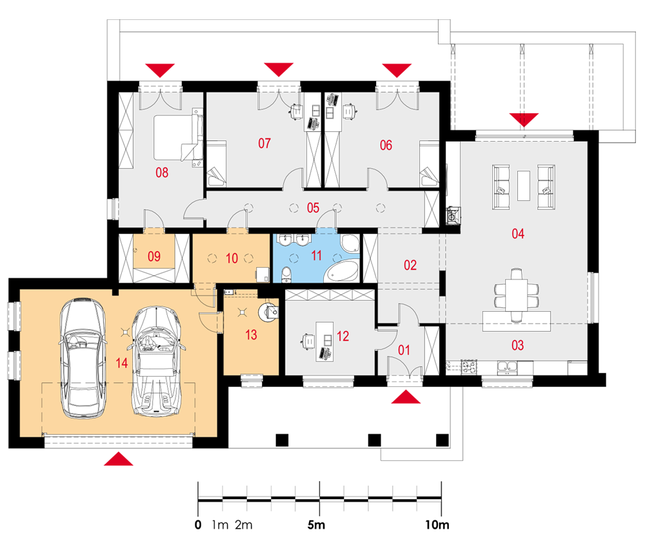 Rzut parteru POW. 222,8 m²