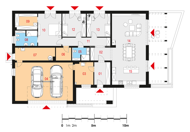 Rzut parteru POW. 211,7 m²