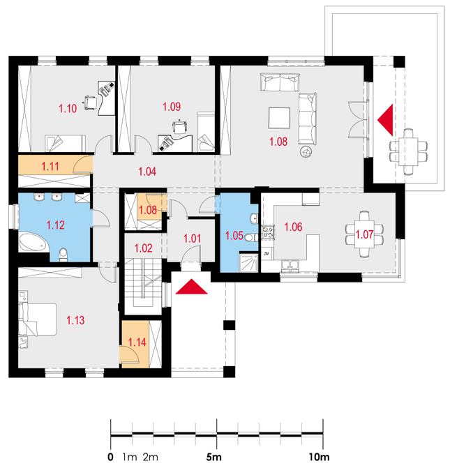 Rzut parteru POW. 176,8 m²