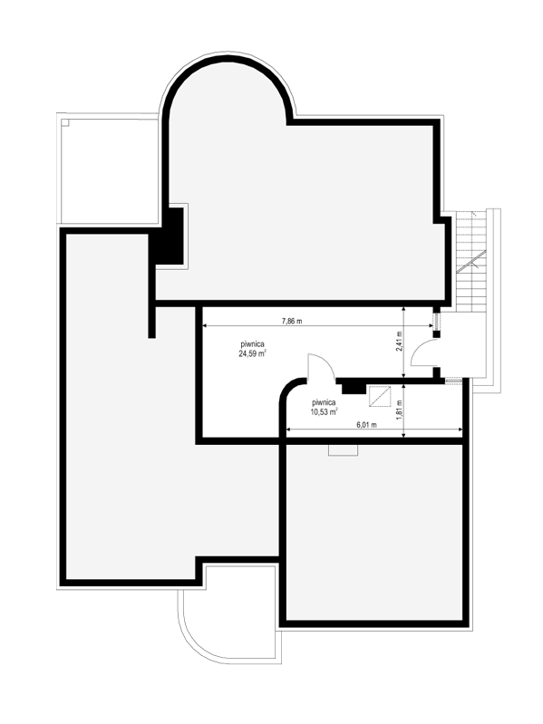 Rzut piwnicy POW. 35,1 m²