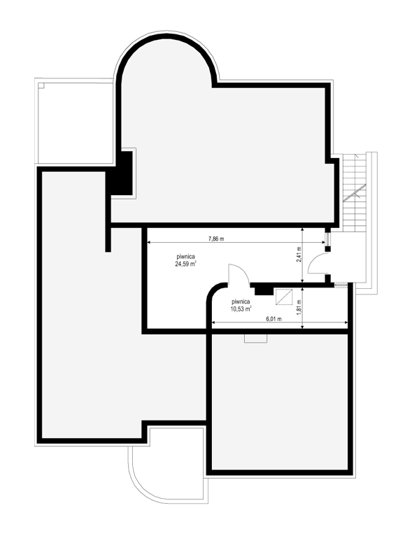 Rzut piwnicy POW. 35,1 m²