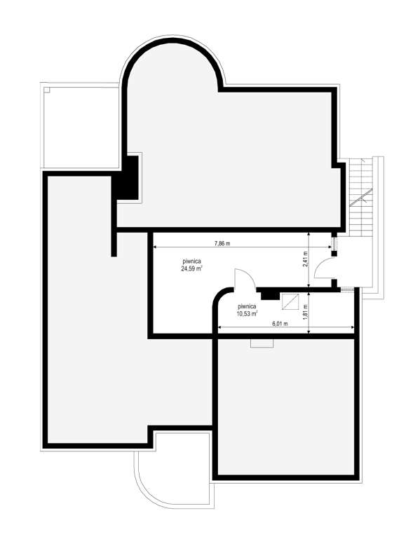 Rzut piwnicy POW. 35,1 m²