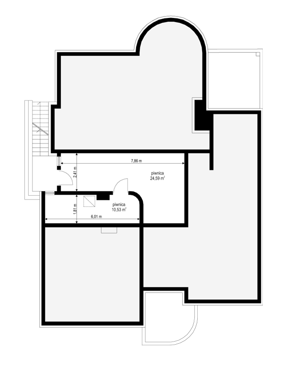Rzut piwnicy lustro POW. 35,1 m²