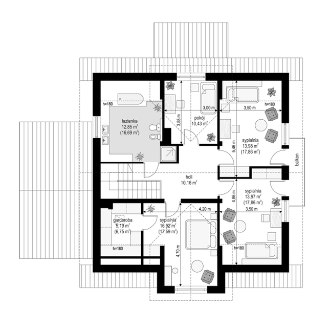 Rzut poddasza POW. 97,3 m²