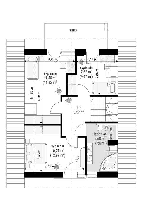 Rzut poddasza POW. 50,2 m²