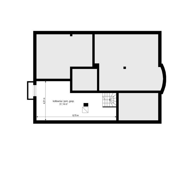 Rzut piwnicy POW. 31,1 m²