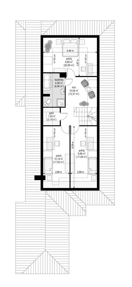 Rzut poddasza POW. 79,3 m²