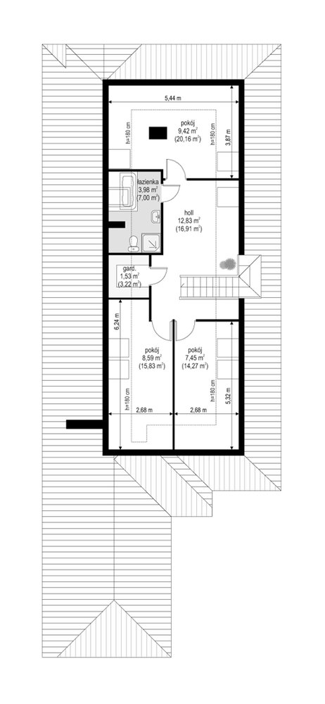 Rzut poddasza POW. 77,4 m²