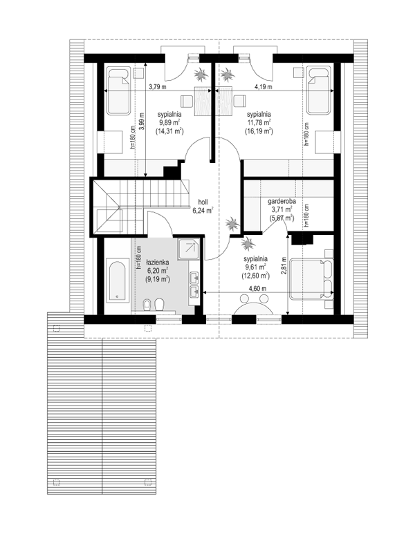 Rzut poddasza POW. 64,2 m²