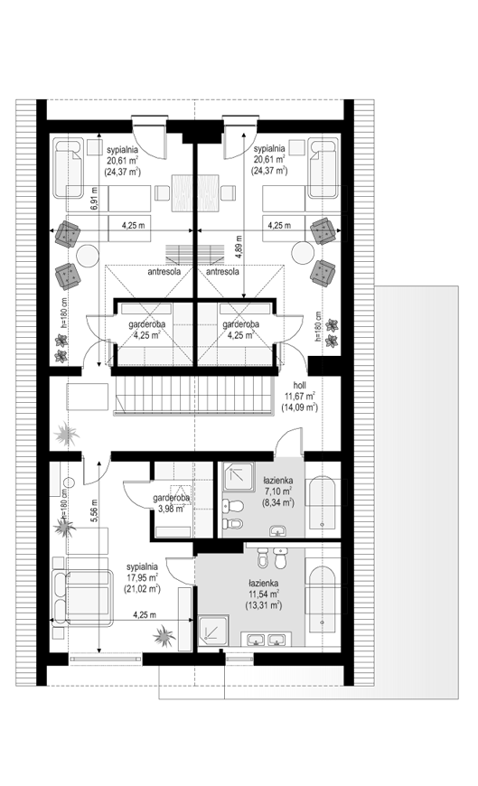 Rzut poddasza POW. 118,0 m²
