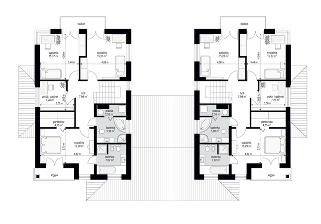 Rzut piętra POW. 81,9 m²