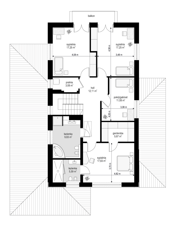 Rzut piętra POW. 99,7 m²