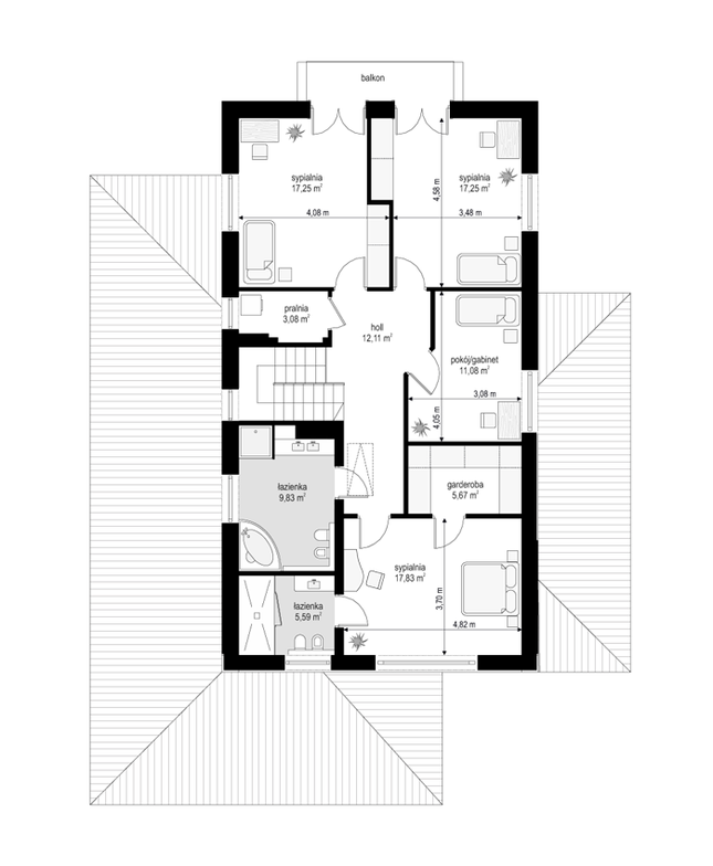 Rzut piętra POW. 99,7 m²