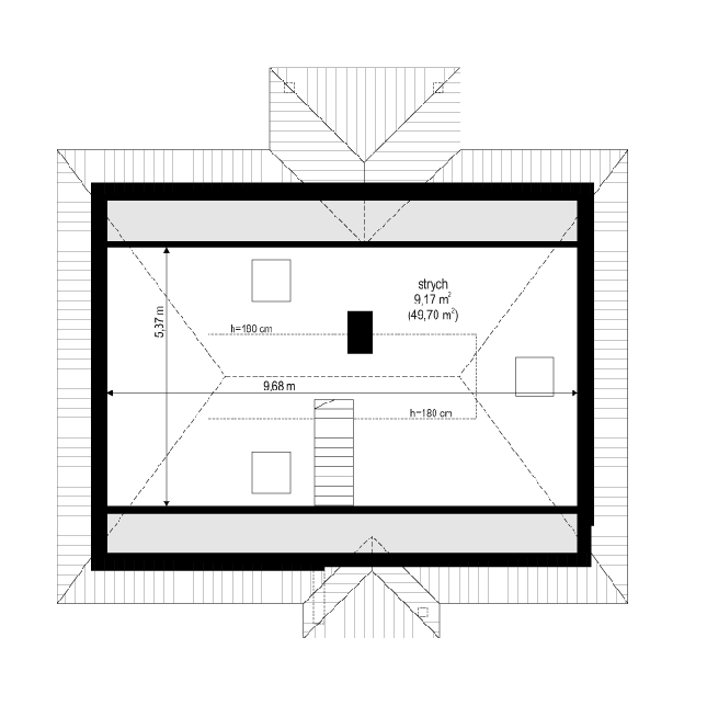 Rzut strychu POW. 0,0 m²