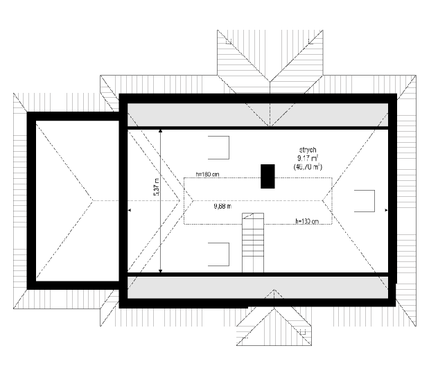 Rzut strychu POW. 0,0 m²