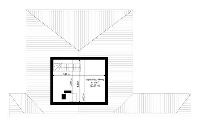 Rzut strychu POW. 0,0 m²
