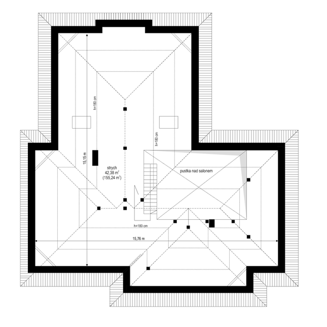 Rzut strychu POW. 0,0 m²