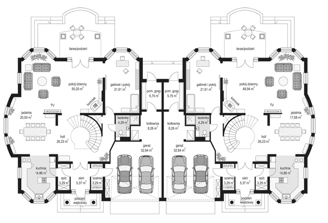 Rzut parteru POW. 196,5 m²