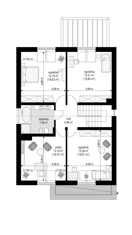 Rzut poddasza POW. 85,6 m²