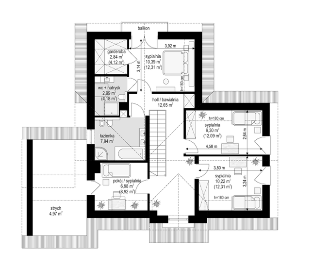 Rzut poddasza POW. 79,5 m²