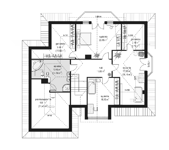 Rzut poddasza POW. 137,4 m²