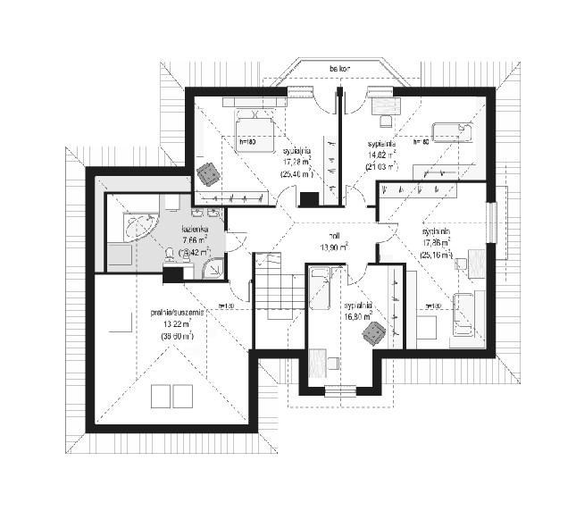 Rzut poddasza POW. 153,3 m²