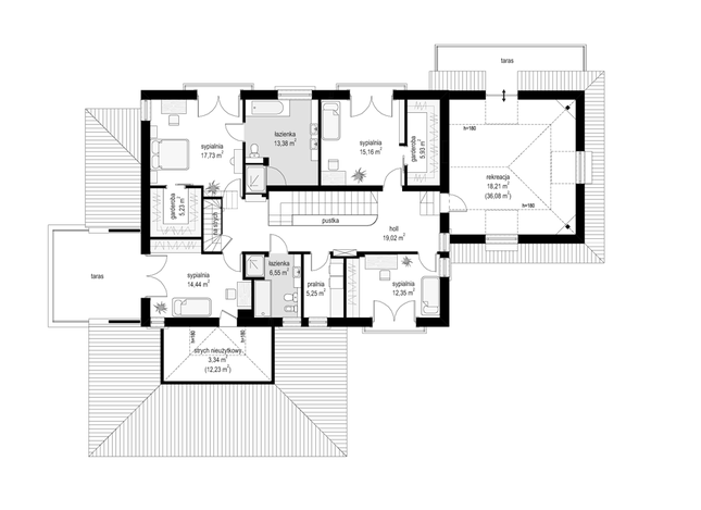 Rzut piętra POW. 163,4 m²