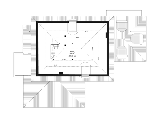 Rzut strychu POW. 0,0 m²