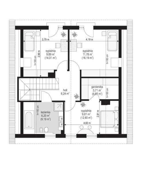 Rzut poddasza POW. 64,2 m²