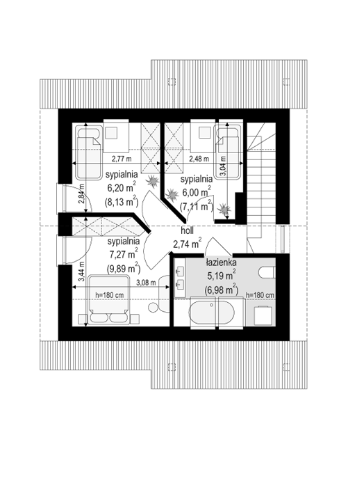 Rzut poddasza POW. 34,9 m²