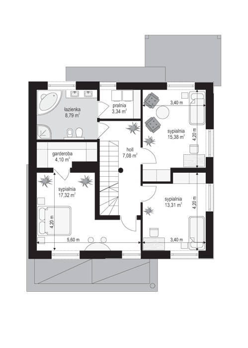 Rzut piętra POW. 69,3 m²