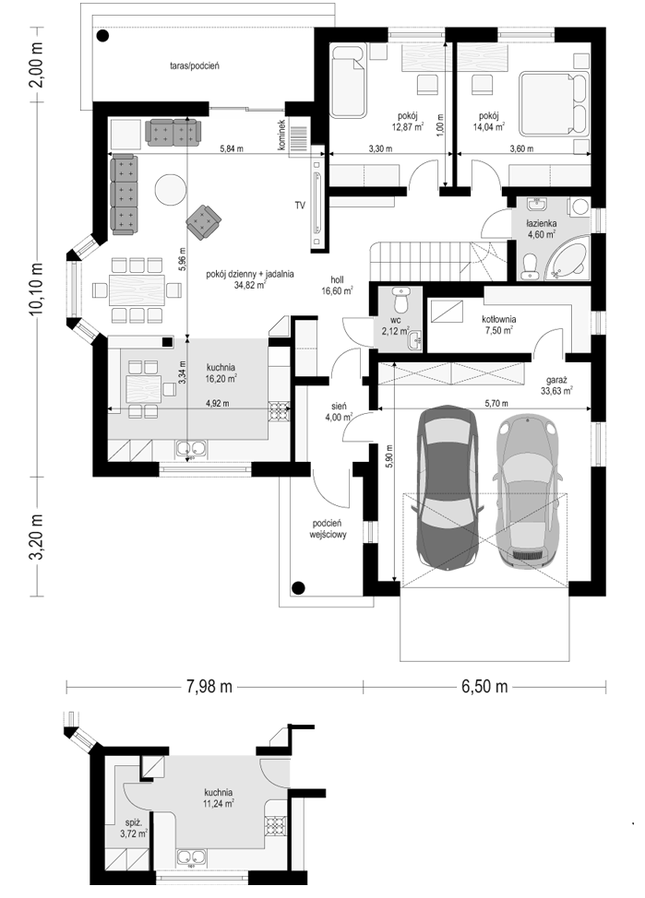 Rzut parteru POW. 146,4 m²