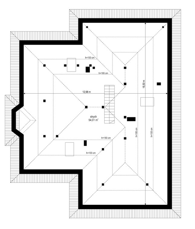 Rzut strychu POW. 0,0 m²