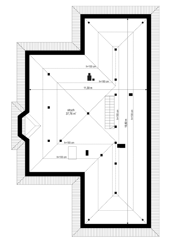 Rzut strychu POW. 0,0 m²