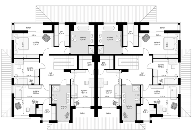 Rzut piętra POW. 126,7 m²