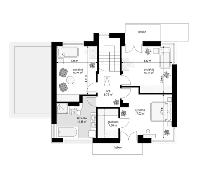 Rzut piętra POW. 69,1 m²