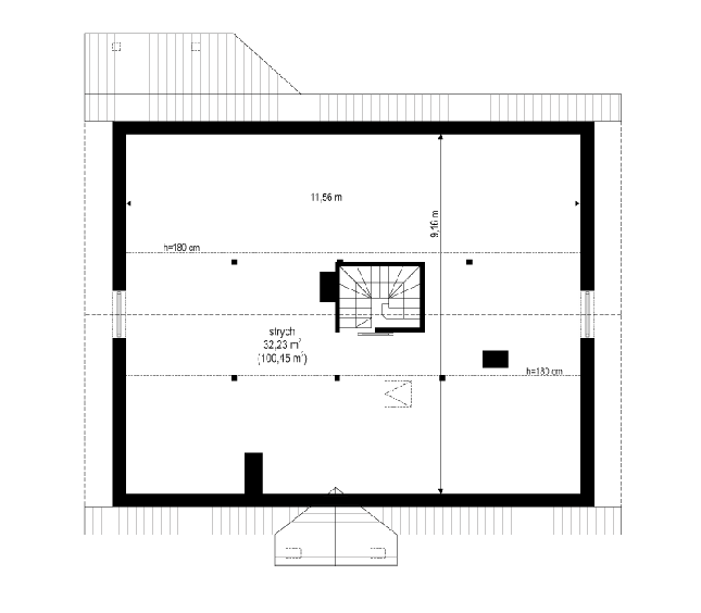 Rzut strychu POW. 0,0 m²