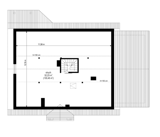 Rzut strychu POW. 0,0 m²