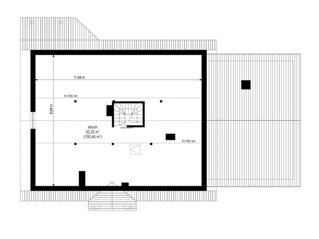 Rzut strychu POW. 0,0 m²