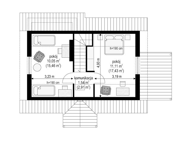 Rzut poddasza POW. 35,8 m²