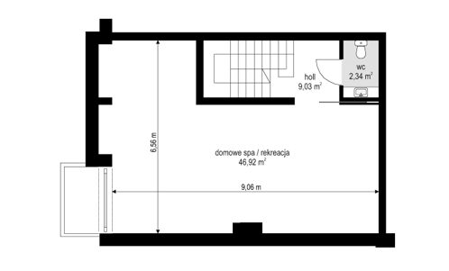 Rzut piwnicy POW. 46,9 m²