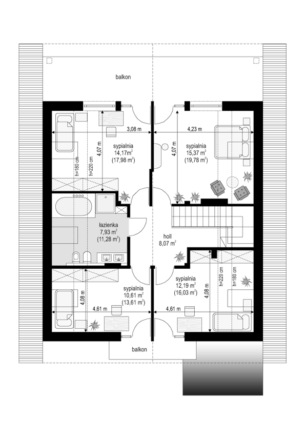 Rzut poddasza POW. 86,8 m²
