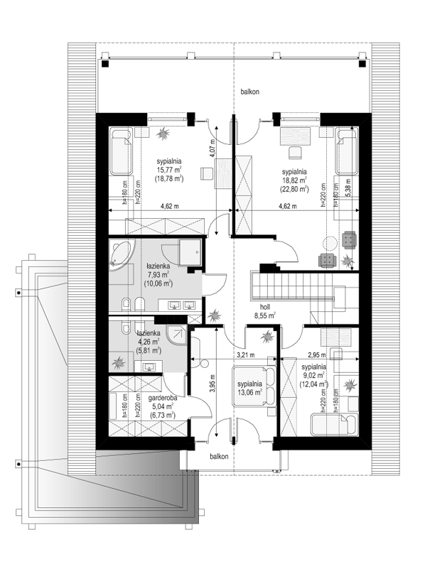 Rzut poddasza POW. 97,8 m²