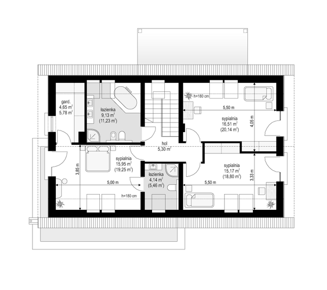 Rzut poddasza POW. 86,0 m²